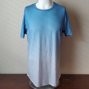 EUC. RRHSS Mens Muscle Gym T-Shirts Short Sleeve, Light Blue Ombre, XL